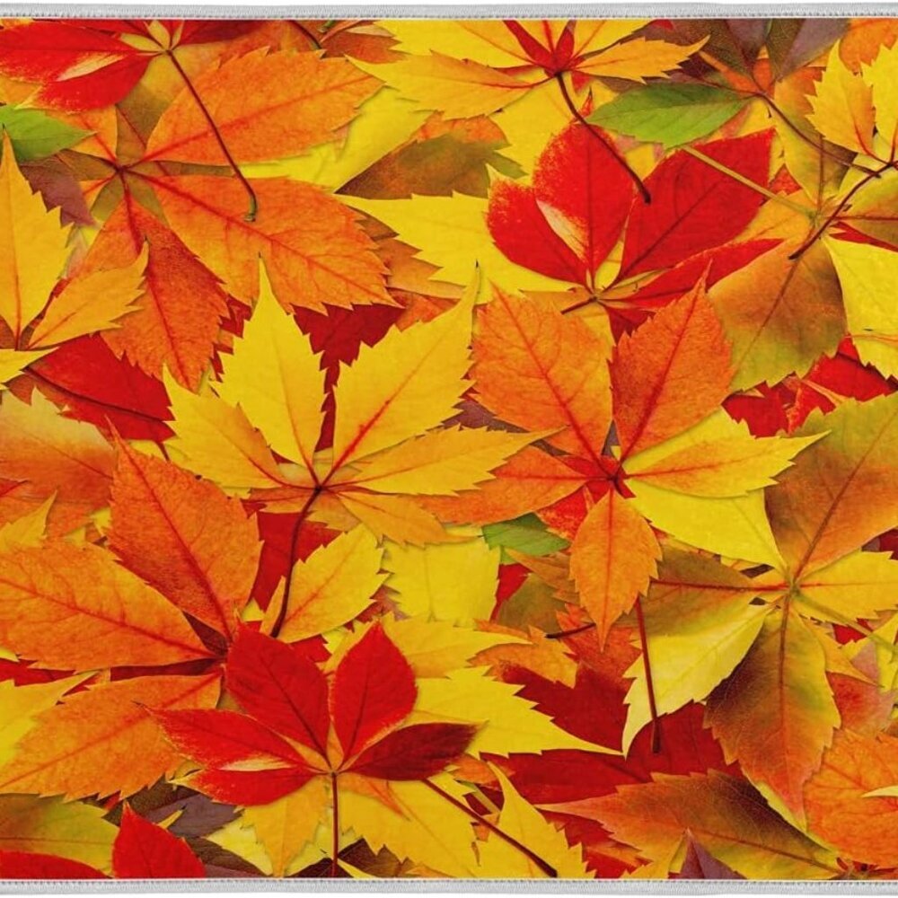 Fall Autumn Yellow Leaves Dish Drying Mat 16x18 Absorbent Maple Dishes Pad Dish